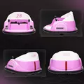 AIYAPLAY 360° Rotation Kids Bumper Car, 12V Waltz Car with Remote Control, Dual Joystick, Music, Lights, Pink - 9