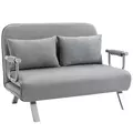 HOMCOM Two-Seater Click-Clack Sofa Bed - Light Grey - 1