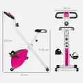 SPORTNOW Folding and Quiet Exercise Bike with 8-Level Magnetic Resistance and Heart Rate Sensor, for Home Gym, Pink and White - 3