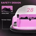 AIYAPLAY 360° Rotation Kids Bumper Car, 12V Waltz Car with Remote Control, Dual Joystick, Music, Lights, Pink - 7