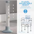 HOMCOM Aluminium Shower Chair, with Padded Seat - Light Blue - 5