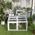 PawHut Rabbit Hutch with Openable Foldable Roof, Light Grey - 7
