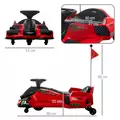 HOMCOM 12V Kids Electric Go Kart with Music, LED Lights, Slow Start, Red - 3