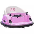 AIYAPLAY 360° Rotation Kids Bumper Car, 12V Waltz Car with Remote Control, Dual Joystick, Music, Lights, Pink - 1