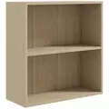 HOMCOM 2 Tier Bookshelf, Low Bookcase with Adjustable Shelf, 2 Compartments for Home Office, Living Room, Study, Natural - 1