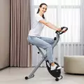 SPORTNOW Folding and Quiet Exercise Bike with 8-Level Magnetic Resistance and Heart Rate Sensor, for Home Gym, Black and Grey - 2
