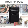 HOMCOM Portable Tool Box, Metal Tool Chest on Wheels with 6 Drawers for Garage and Workshop, Black - 5