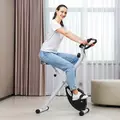 SPORTNOW Folding and Quiet Exercise Bike with 8-Level Magnetic Resistance and Heart Rate Sensor, for Home Gym, Black and White - 2