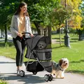 PawHut 3 Wheel Pet Stroller for Small and Miniature Dogs, Charcoal Grey - 2