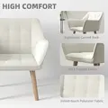 HOMCOM Accent Chair, Arm Chair with Wide Arms, Slanted Back, Thick Padding and Rubber Wooden Legs for Living Room, Cream White - 4