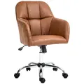 HOMCOM Faux Leather Tub Office Chair, with Wheels - Brown - 1