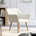 HOMCOM Accent Chair, Arm Chair with Wide Arms, Slanted Back, Thick Padding and Rubber Wooden Legs for Living Room, Cream White - 7