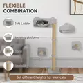 PawHut 4-Piece Cat Shelves w/ Scratching Post, Steps, Jumping Platform, Ladder, Toy Balls, for Indoor Cats, Light Grey - 5
