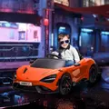 AIYAPLAY McLaren 765LT Licensed 12V Kids Electric Ride on Car with Butterfly Doors, Remote Control, Transport Wheels, Orange - 2