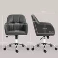 HOMCOM Faux Leather Tub Office Chair, with Wheels - Grey - 3