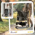 PawHut 3 Wheel Pet Stroller for Small and Miniature Dogs, Charcoal Grey - 3