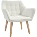 HOMCOM Accent Chair, Arm Chair with Wide Arms, Slanted Back, Thick Padding and Rubber Wooden Legs for Living Room, Cream White - 1