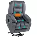HOMCOM Leathaire Eight Massage Point Armchair, with Heat and Reclining Back - Grey - 1