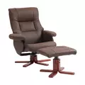 HOMCOM Faux Microfibre Leather Manual Recliner and Footstool Set - Dark Brown - 1