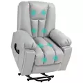 HOMCOM Leathaire Eight Massage Point Armchair, with Reclining Back - Light Grey - 2