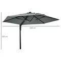 Outsunny 2.5m Wall Mounted Parasol, Hand to Push Outdoor Patio Umbrella with 180 Degree Rotatable Canopy for Porch, Deck, Garden, 250 cm, Grey - 3