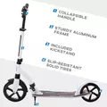HOMCOM Foldable Kick Scooter with Double Shock Absorption and Big Wheels, Height Adjustable Aluminium Frame Big Wheel Scooter for 14+ Teens Adult - White - 8