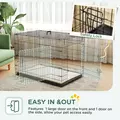 PawHut Foldable Dog Crate with 2 Doors with Tray, Soft Cushion, for Extra and Large Dogs, 105 x 70 x 75, Black - 5