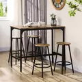 HOMCOM Five-Piece Industrial-Style Bar Table Set - Brown/Black - 2