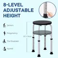 HOMCOM Shower Chair, Height Adjustable Aluminium Shower Stool with Non-Slip Feet for Disabled, Elderly, Black - 7
