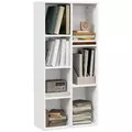 HOMCOM Seven-Cube Bookcase - White Wood Effect - 1