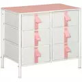 HOMCOM Chest of Drawers, Cloth Organizer Unit with 6 Fabric Drawers, Metal Frame and Wooden Top, Storage Cabinet for Kids Room, Living Room, Closet, Hallway, Pink - 1