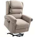 HOMCOM Velvet-Feel Electric Riser Recliner Chair - Khaki - 1