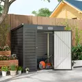 Outsunny 4 x 6ft Galvanised Metal Garden Shed, with Locking Door - Grey - 2