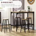 HOMCOM Five-Piece Industrial-Style Bar Table Set - Brown/Black - 4