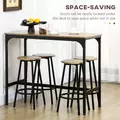 HOMCOM Five-Piece Industrial-Style Bar Table Set - Brown/Black - 5