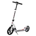 HOMCOM Foldable Kick Scooter with Double Shock Absorption and Big Wheels, Height Adjustable Aluminium Frame Big Wheel Scooter for 14+ Teens Adult - White - 1