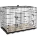 PawHut Foldable Dog Crate with 2 Doors with Tray, Soft Cushion, for Extra and Large Dogs, 105 x 70 x 75, Black - 1