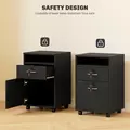 HOMCOM 60cm Filing Cabinet with Drawer, Open Shelf, Metal Handles and 4 Wheels, Office Home Organiser Mobile Printer with Two Locks, Black - 7