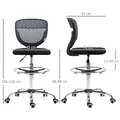 Vinsetto Drafting Chair, Swivel Office Draughtsman Chair, Mesh Standing Desk Chair with Adjustable Foot Ring, Armless, Grey - 3