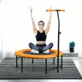 HOMCOM 40" Fitness Trampoline with Adjustable Handle, Rebounder Trampoline, Mini Jumper for Indoor Exercise Workout, Orange - 2
