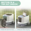 PawHut Cat Litter Box with Lid, Scoop, Deodorisation Bags, Top Entry - 6