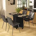 HOMCOM Multi-Storage Six-Person Drop Leaf Dining Table -  Distressed Black - 2