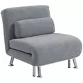 HOMCOM Single Velvet-Feel Sleeper Chair - Grey - 1