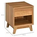 HOMCOM Modern Bedside Table Nightstand, Living Room End Table, Side Table with Drawer and Shelf, Set of 2, Walnut Brown - 3