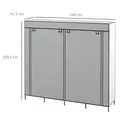 HOMCOM Fabric Wardrobe for Bedroom, Portable Cloth Wardrobe with 10 Compartments, 2 Hanging Rails and 4 Fabric Drawers, 166 x 42.5 x 169.5cm, Dark Grey - 3