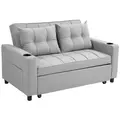 HOMCOM Two-Seater Pull-Out Sofa Bed - Light Grey - 1