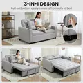 HOMCOM Two-Seater Pull-Out Sofa Bed - Light Grey - 4