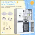 AIYAPLAY Pretend Play Toy Kitchen, Kids Kitchen Playset w/ Sounds, Lights, Running Water, Coffee Maker, Refrigerator - 7