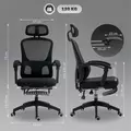 HOMCOM Ergonomic Office Chair, Mesh High Back Desk Chair with Adjustable Lumbar Support and Headrest, Footrest, Reclining Executive Swivel Computer Chair for Home Study, Black - 3