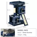 PawHut Sisal Cat Rest & Play Activity Tree w/ 2 House Navy Blue - 3